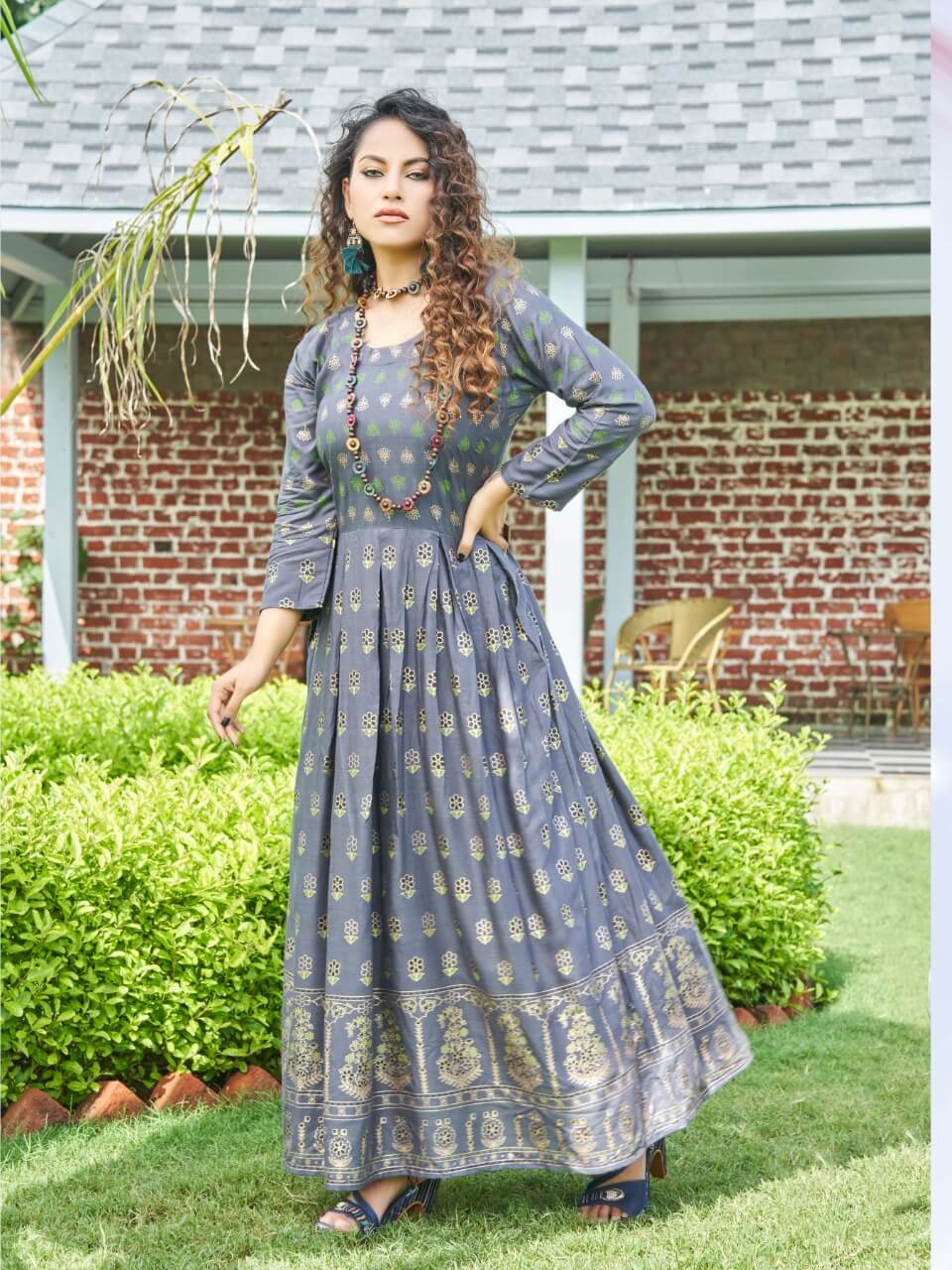 Hirwa Sunshine 1 Rayon Printed Ethnic Wear Long Anarkali Kurti Latest Collection